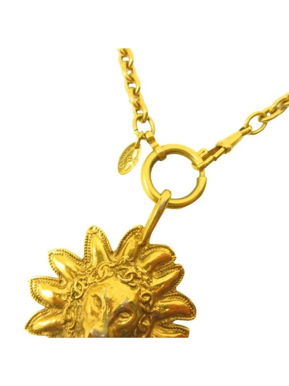 Chanel Long Pendant Chain Lion Gold Plated Necklace